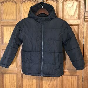 Swiss Tech Youth S (6-7) Unisex Black Winter Hooded Full Zip Poly Puffer Jacket